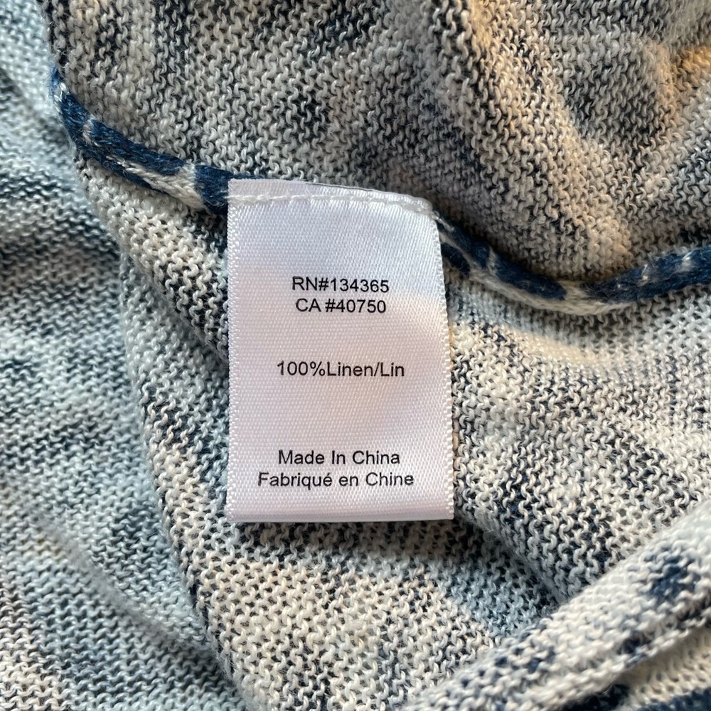 Sigrid Olsen 100% Linen Blue and White Floral Pullover Size 2X Coastal & Flowy - Picture 9 of 12